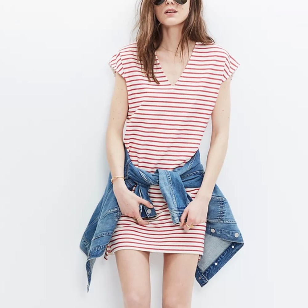 Madewell Striped Vacances Dress Red and White Sz XXS